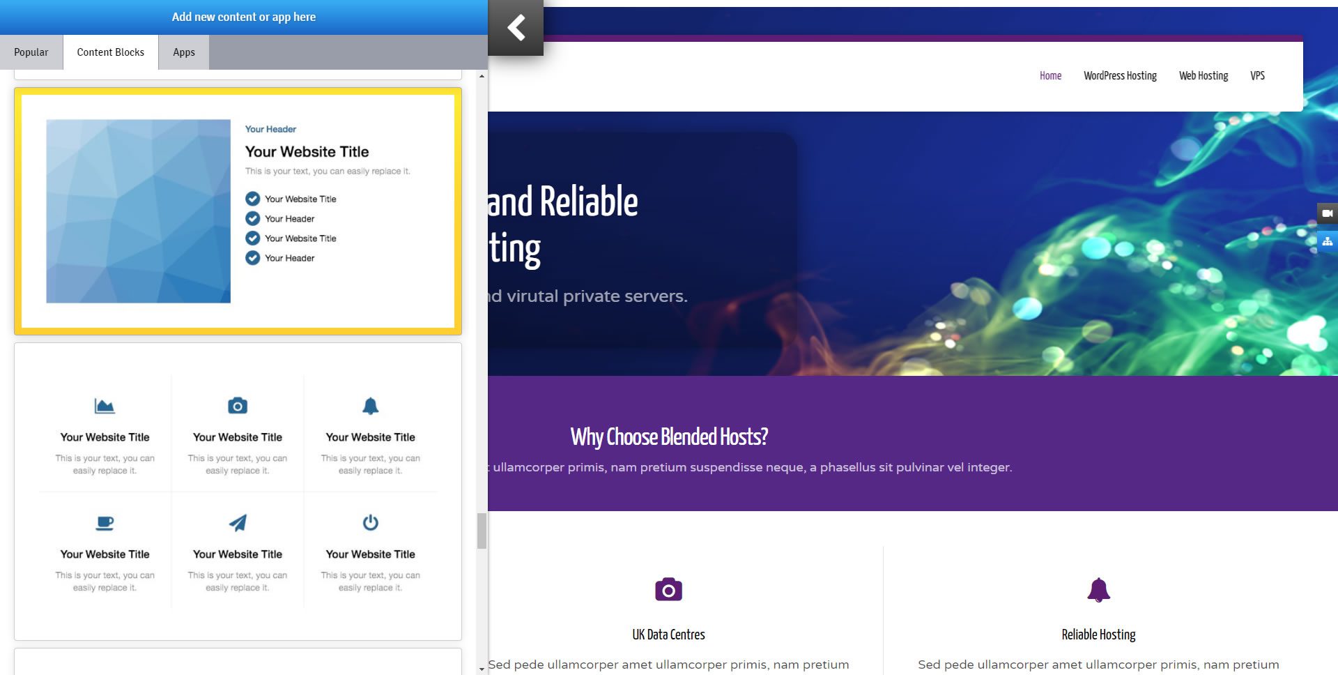 set up content blocks